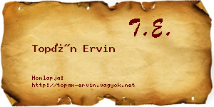 Topán Ervin névjegykártya